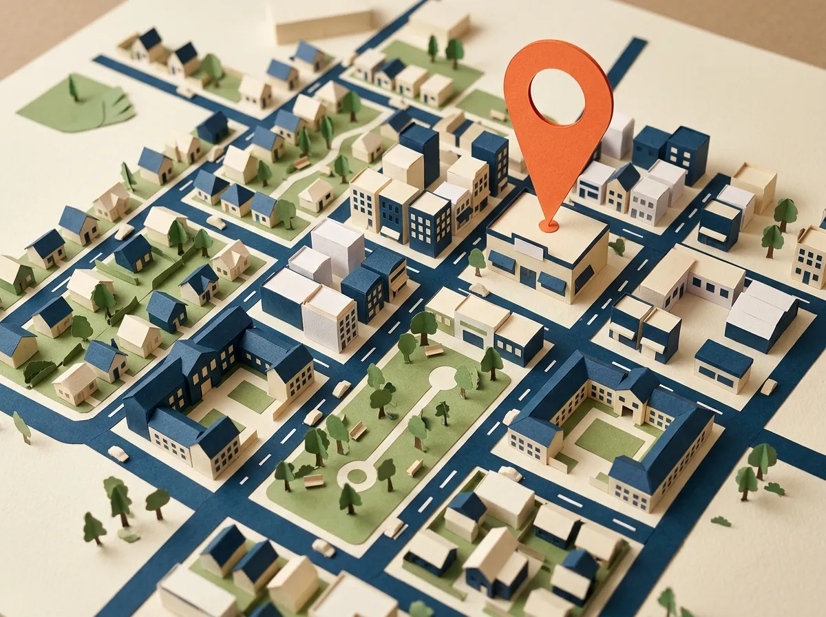 Maqueta de papel de un mapa de barrio